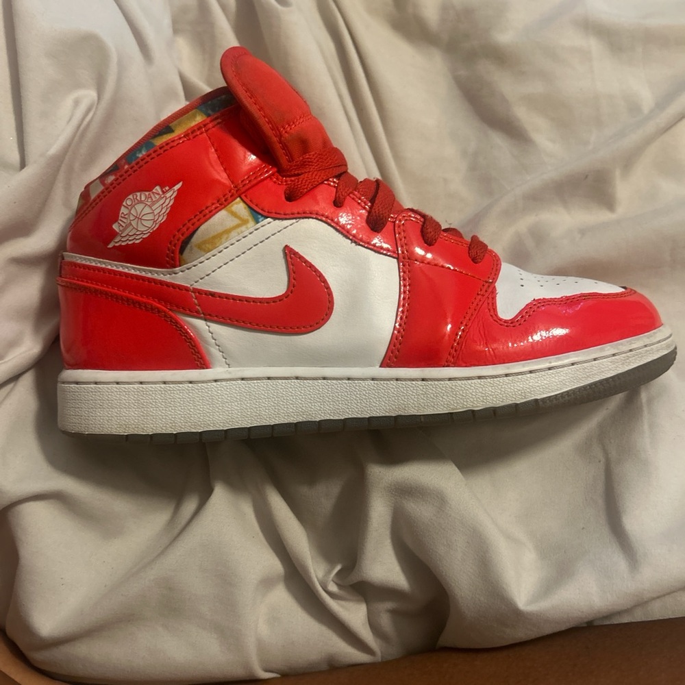 Jordan Kids Red and White High-Top Sneakers